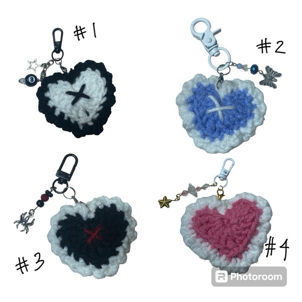 Charm crochet hearts bag charm